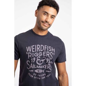 Weird Fish Mens Riggers Reverse Printed Natural T-Shirt / Midnight